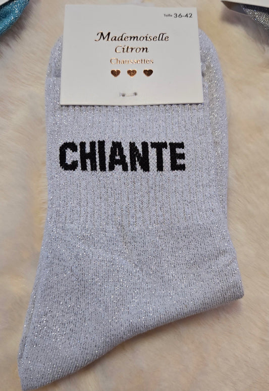 ✨️ Chaussettes paillettes "Chiante" argentée