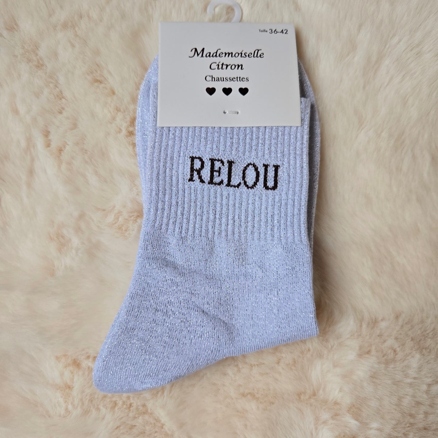 Chaussettes à paillettes "Relou" argentée