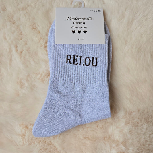 Chaussettes à paillettes "Relou" argentée