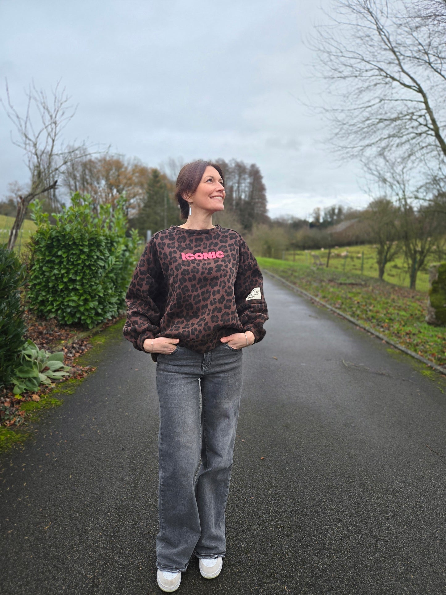 Sweat ICONIC Léopard. Marron