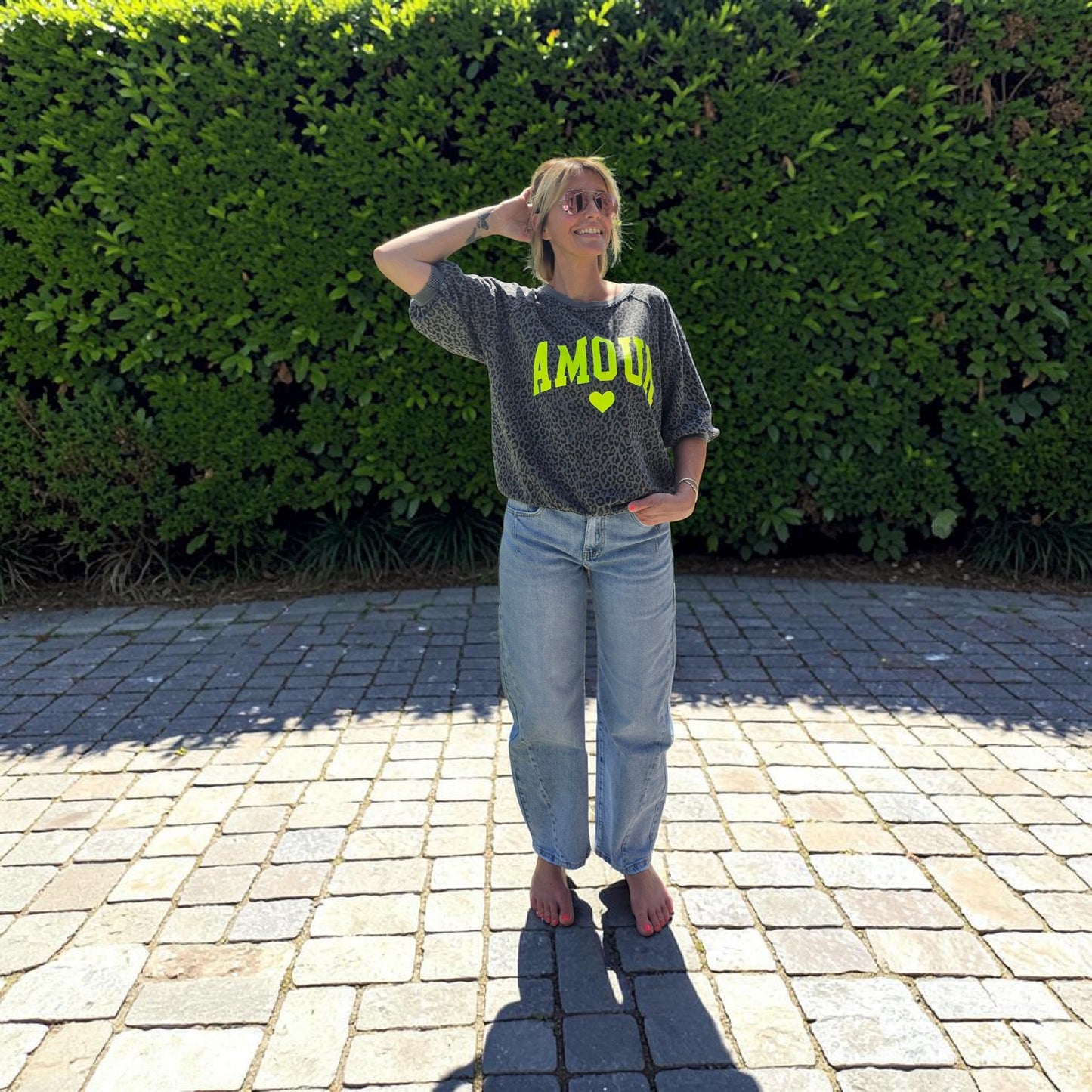Sweat Amour marine délavé