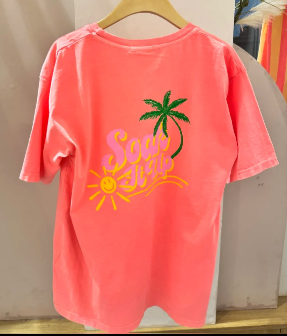 T-shirt "Soak It Up" corail