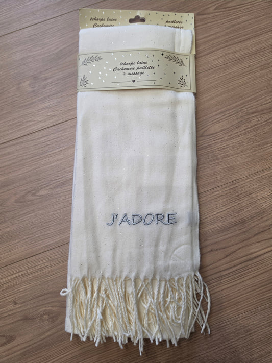 Écharpe J'adore. Ecru
