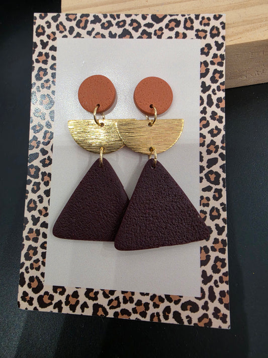 Boucles d'oreilles triangle marron