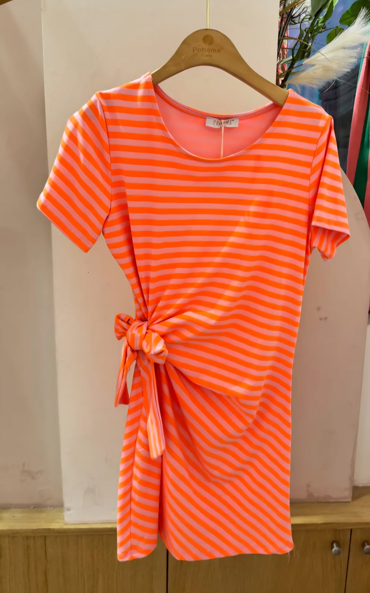 Robe courte lignée orange