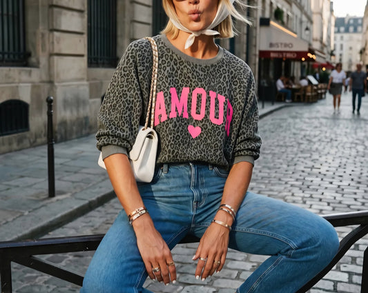 Sweat Amour kaki délavé