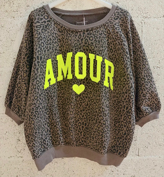 Sweat Amour brun délavé