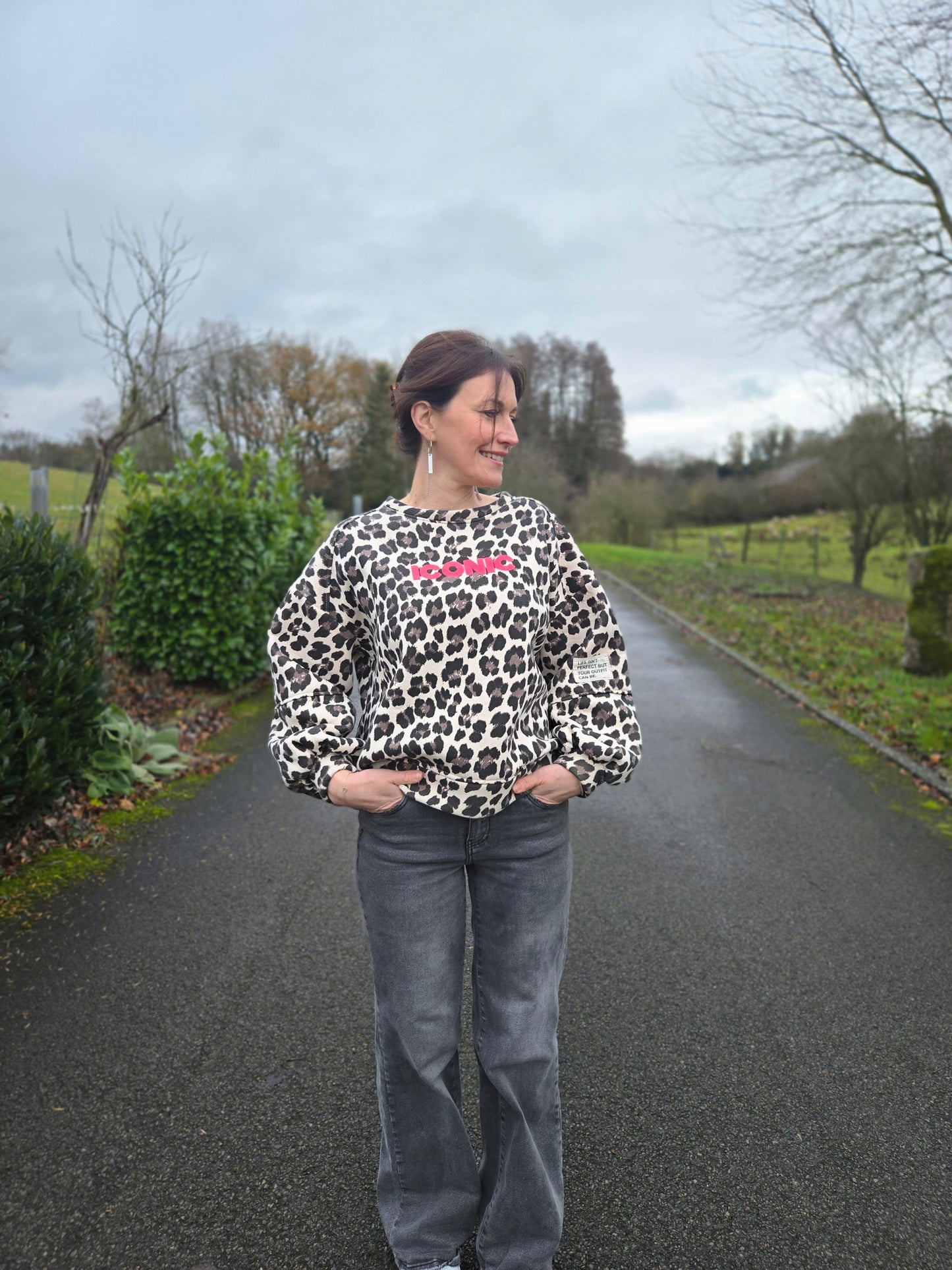 Sweat ICONIC Léopard. Beige