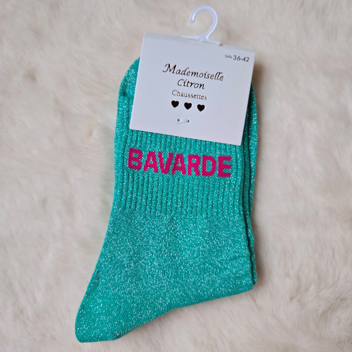 Chaussettes à paillettes "Bavarde" verte