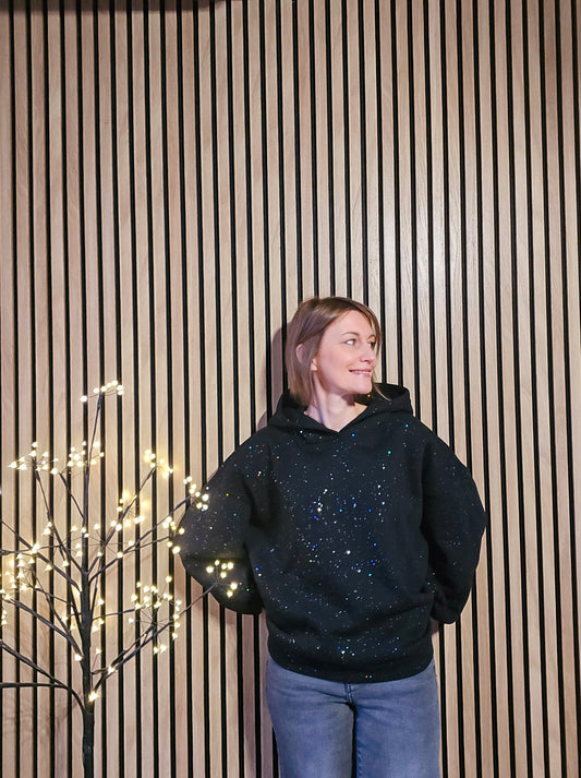 Sweat à capuche paillettes noir