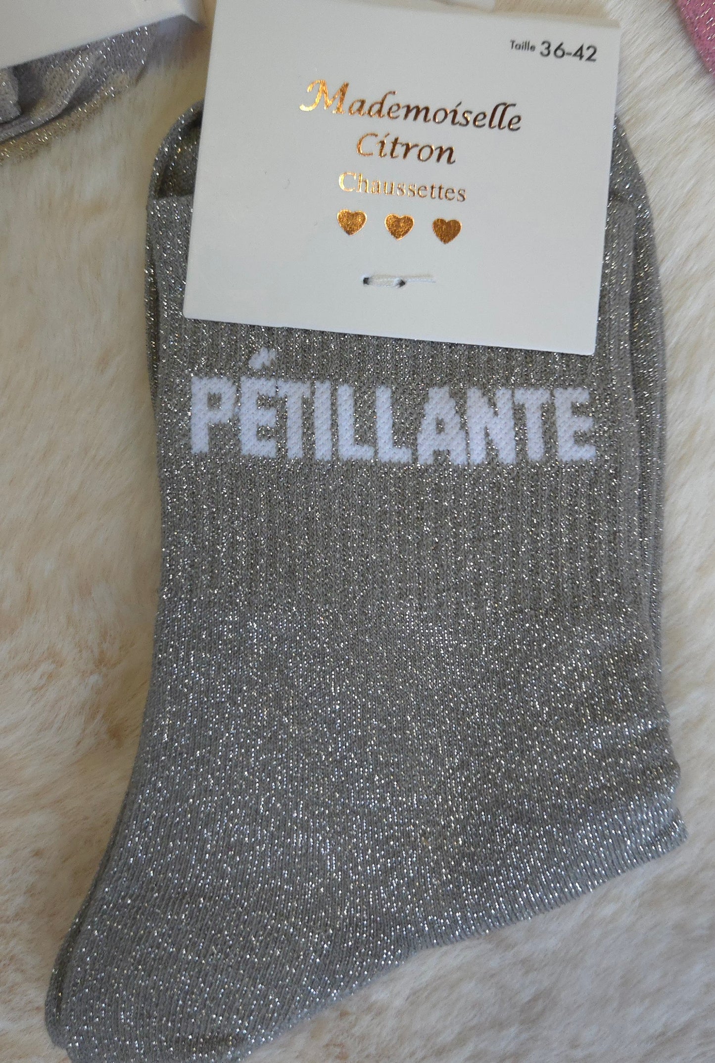 ✨️ Chaussettes paillettes "Pétillante" grise
