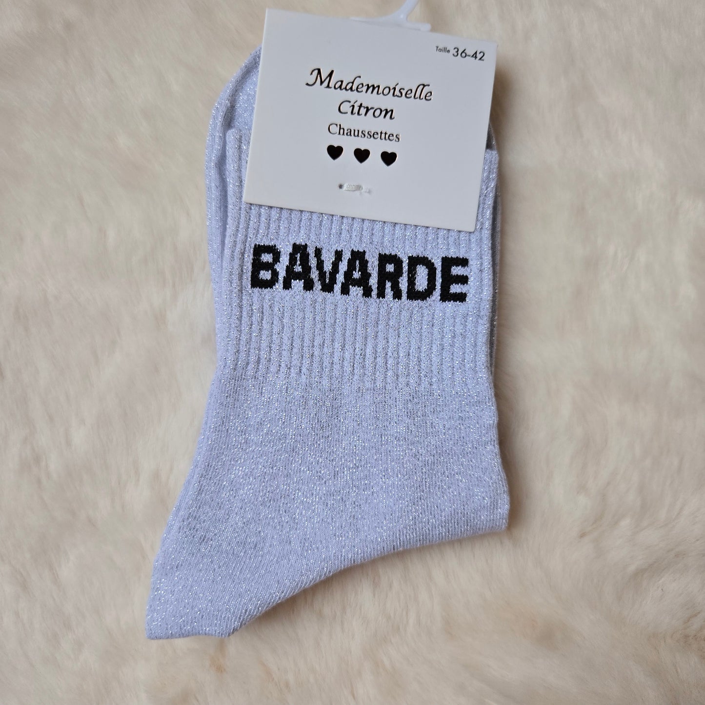 Chaussettes à paillettes "Bavarde" argentée