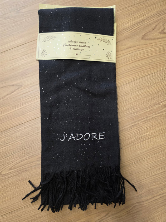Écharpe J'adore. Noir
