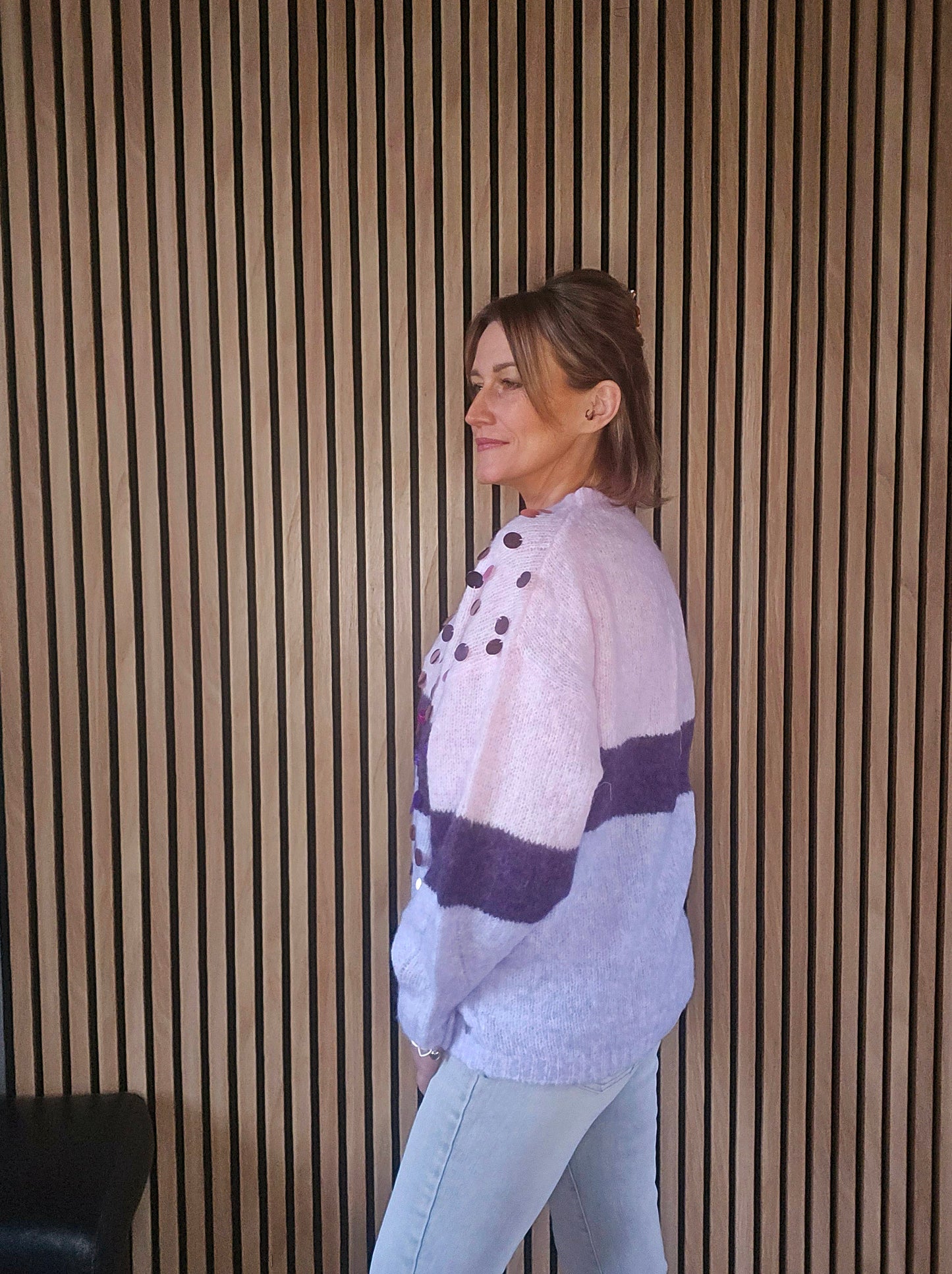 Pull rayé multicolore à sequins