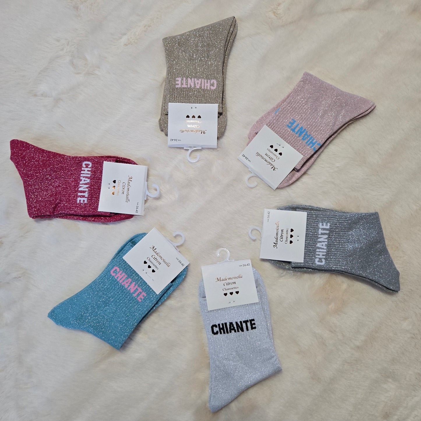 ✨️ Chaussettes paillettes "Chiante" argentée