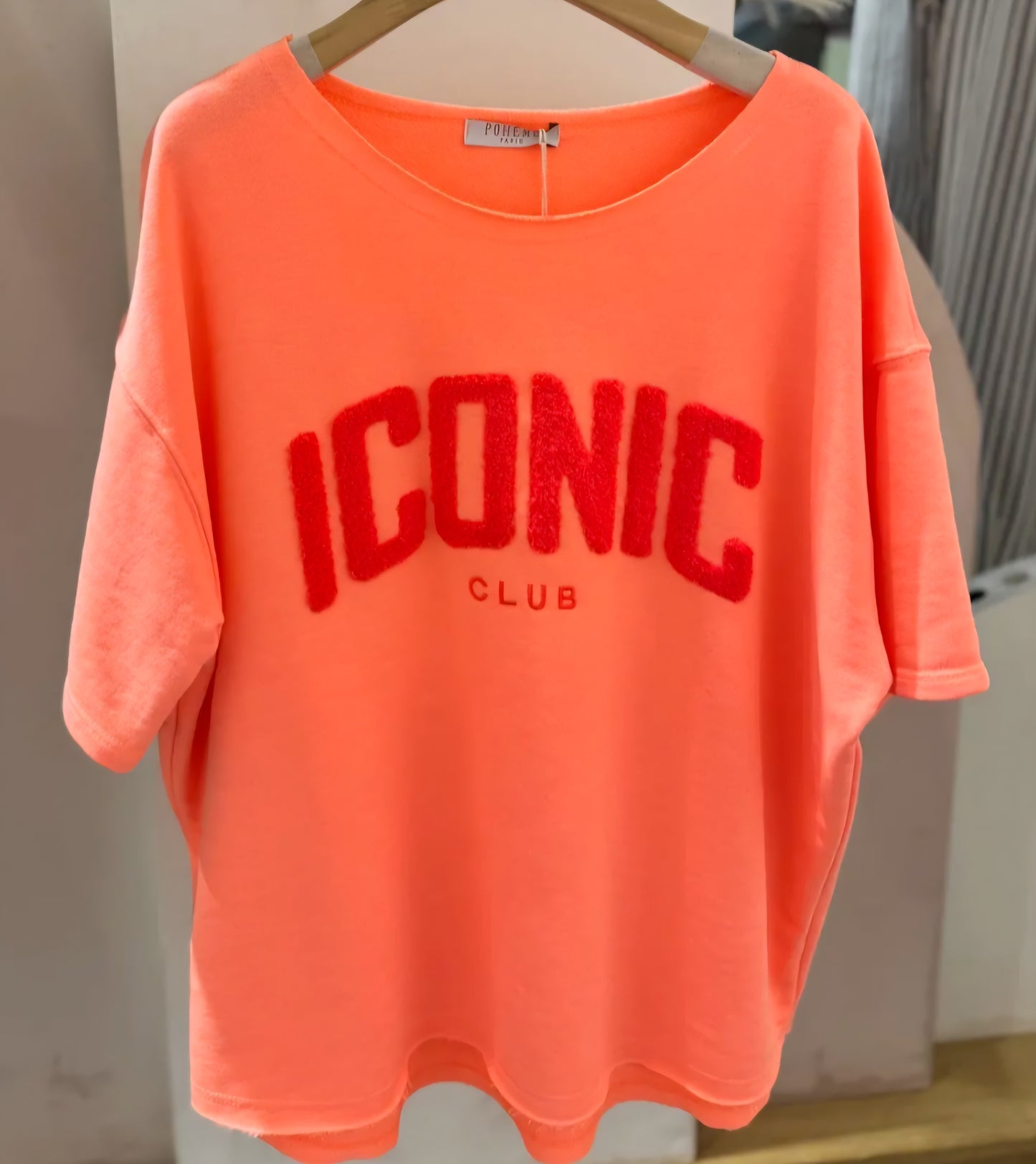 T-shirt sweat Iconic en relief corail