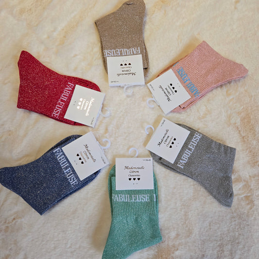 ✨️ Chaussettes paillettes "Fabuleuse" verte