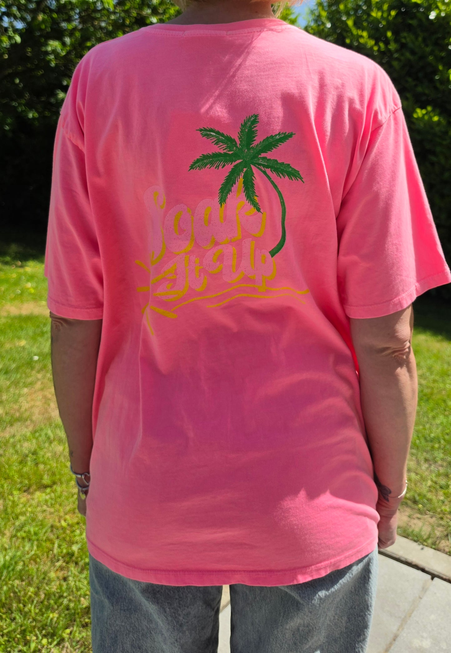 T-shirt "Soak It Up" fuschia fluo