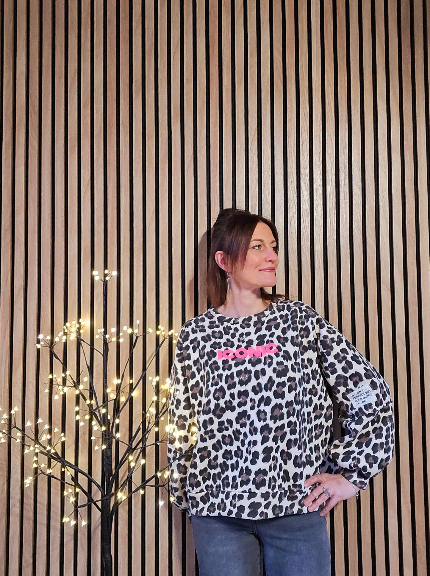 Sweat ICONIC Léopard. Beige