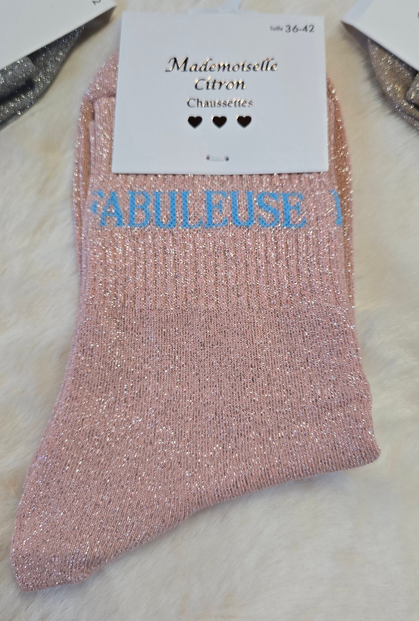 ✨️ Chaussettes paillettes "Fabuleuse" rose
