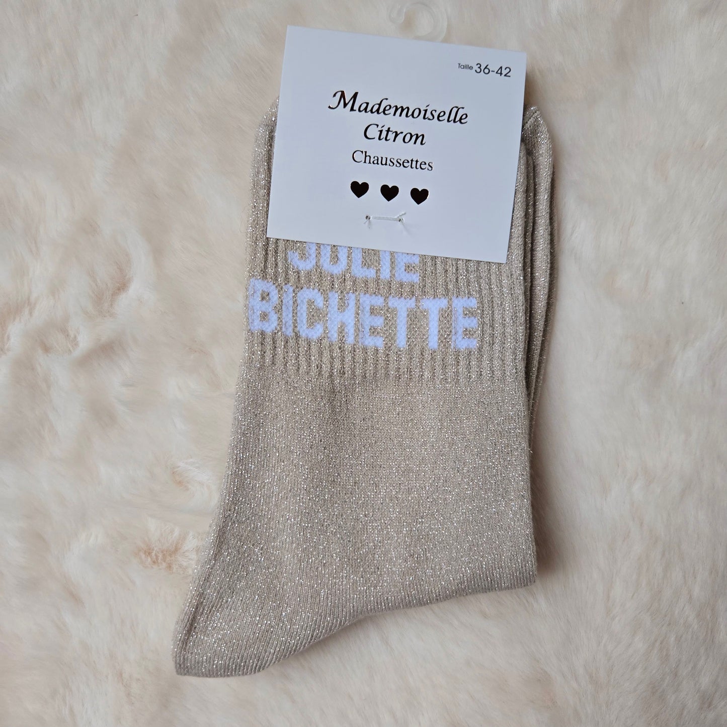Chaussettes à paillettes "Jolie Bichette" dorée