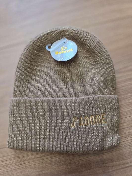 Bonnet J’adore. Marron clair